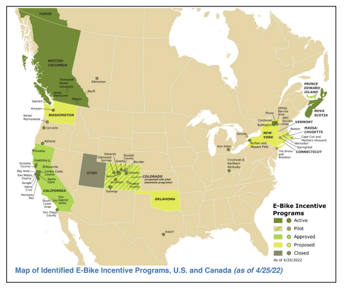 In a new white paper from Portland State University, researchers looked at more than 70 current, former, and upcoming efforts to subsidize the use of electric bicycles in the U.S. and Canada