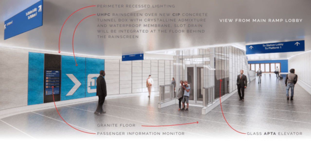 Rendering of a new station tunnel.