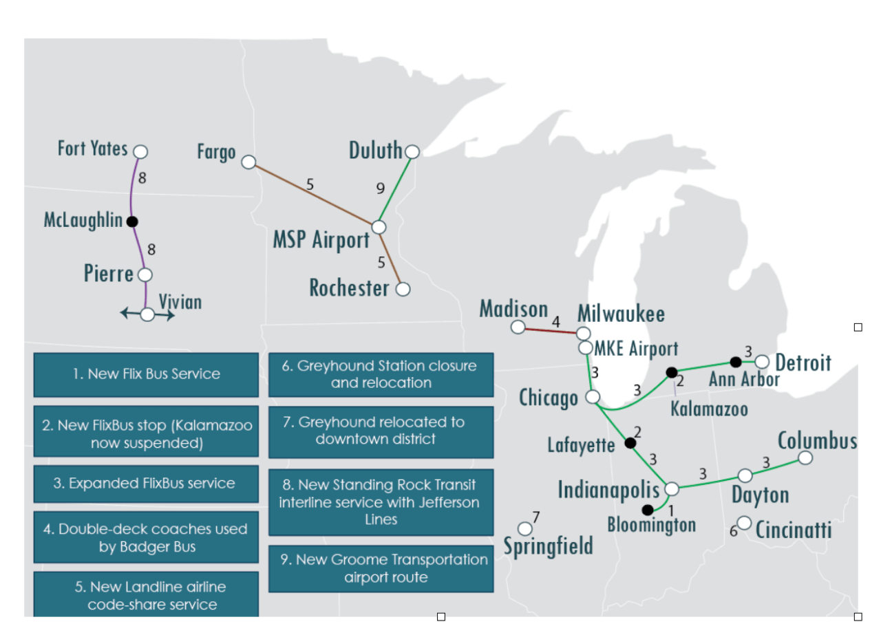 New Midwest and Great Plains intercity bus service. Image: Chaddick Institute