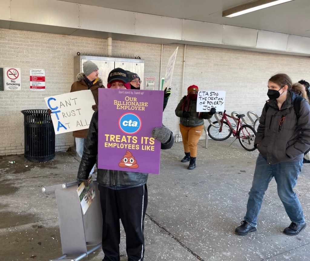Chicago Transit Justice Coalition called for better CTA working conditions at protest