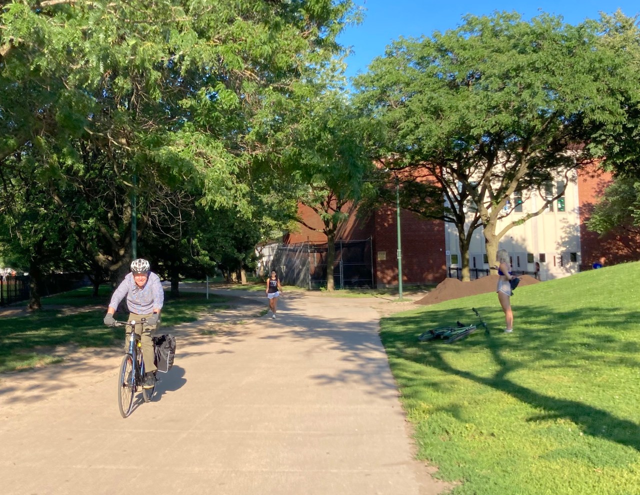 It's already common for people to bike on the multi-use path past the sledding hill in Oz Park. Photo: John Greenfield