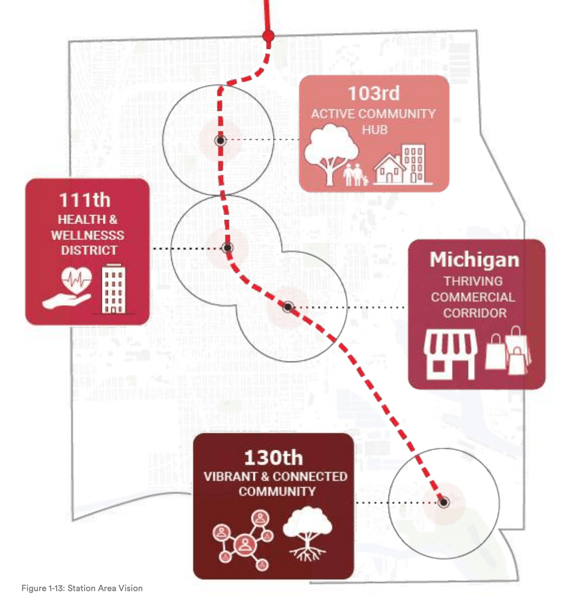 Proposed zones around the new stations. Image: CTA