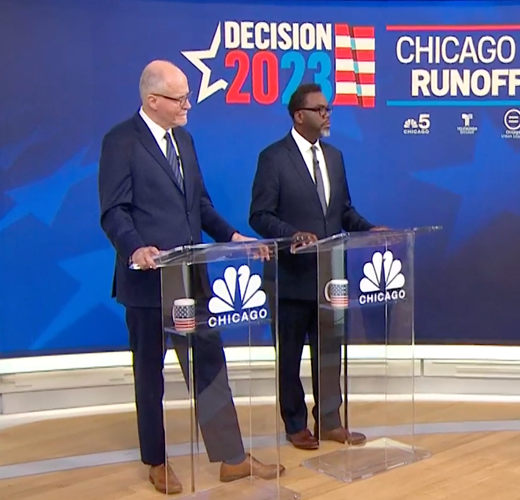 Asked about CTA at debate, Johnson focuses on reliability, Vallas calls for more cops