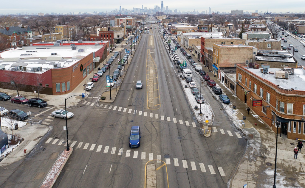 At first public meeting on Ogden redesign, ideas for shortening crosswalks, adding protected bike lanes are discussed