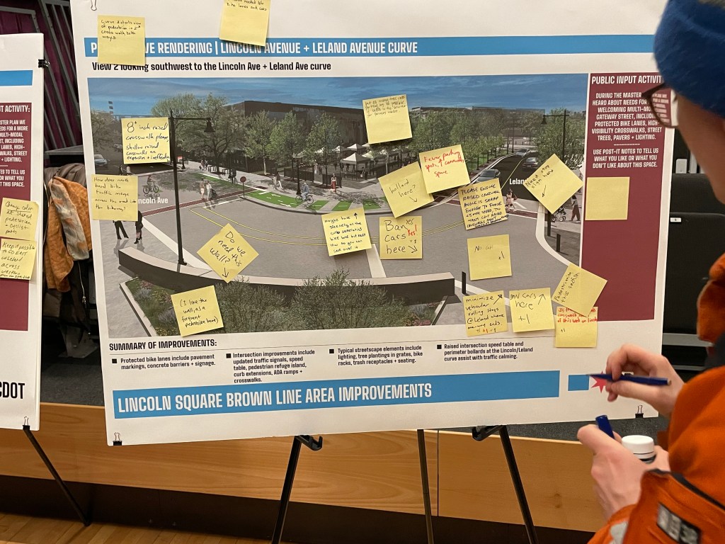 Neighbors applaud plans for bike-ped upgrades at open house for plaza and streetscape upgrades near Western Brown Line stop