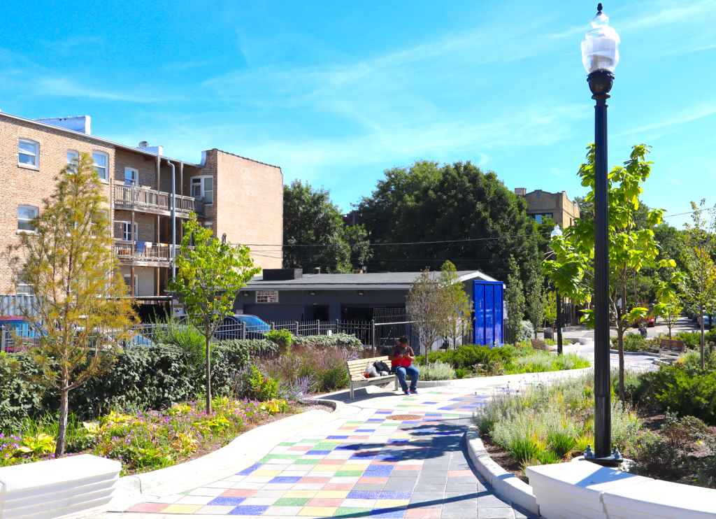 City cuts ribbon on Clark Street upgrades in Rogers Park, including converting Arthur Avenue to a pedestrian plaza