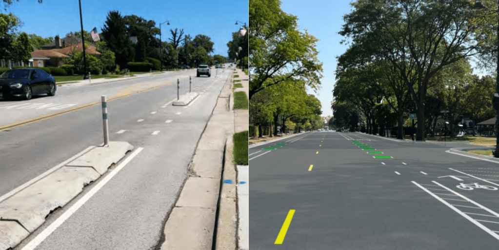 Is half a bialy better than none? Lincolnwood approves Pratt bike lanes, without planned concrete protection that could save lives