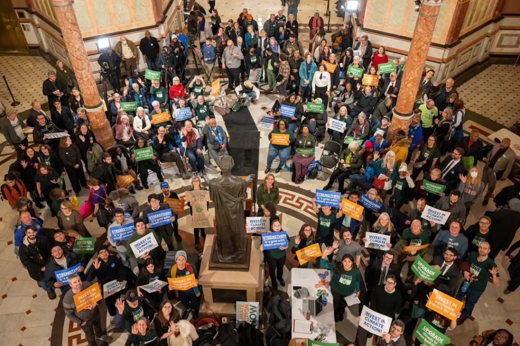 Under the rotunda: Hundreds of transportation and environmental advocates went to Springfield for Climate Day at the Capitol