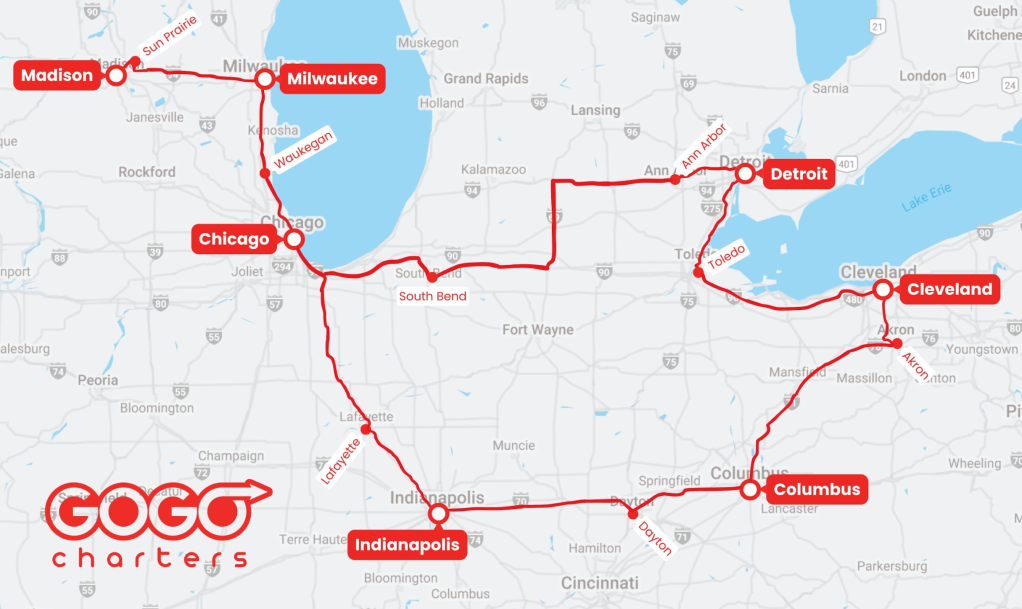 The rise of a Midwest intercity bus network: GOGO Charters is rolling out two new routes from Chicago this summer