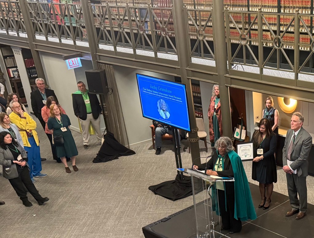 The Climate Action Hero Awards celebrated CNT VP Jacky Grimshaw’s superpower of promoting walk/bike/transit