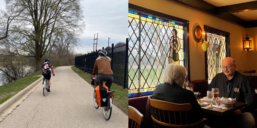 We completed a Metra + bike trip to a Wisconsin-style supper club with relish (trays), Part 1: A visit to the Heritage House in Harvard, IL