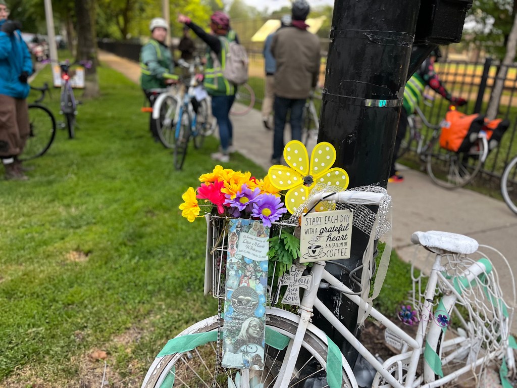 Some 100 people braved the rain to honor fallen cyclists on the 20th annual Chicago Ride of Silence