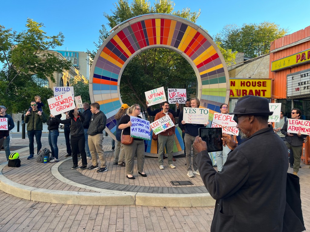 Dozens rally for Broadway Upzoning, which would make it easier to build housing, including many affordable units, near Red Line