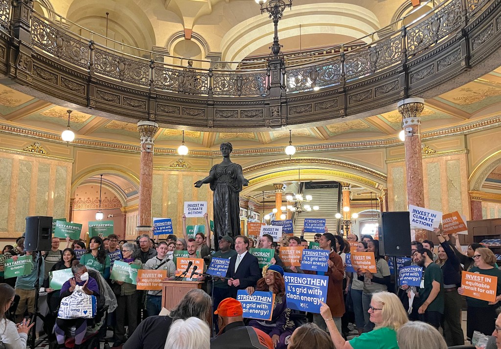 Live from Springfield: Environmental advocates urge lawmakers to “fix and fund public transportation” at Climate Action Day at the Capitol