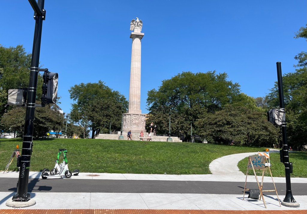 The new street design of Logan Square’s Centennial Monument traffic circle area has room for improvement