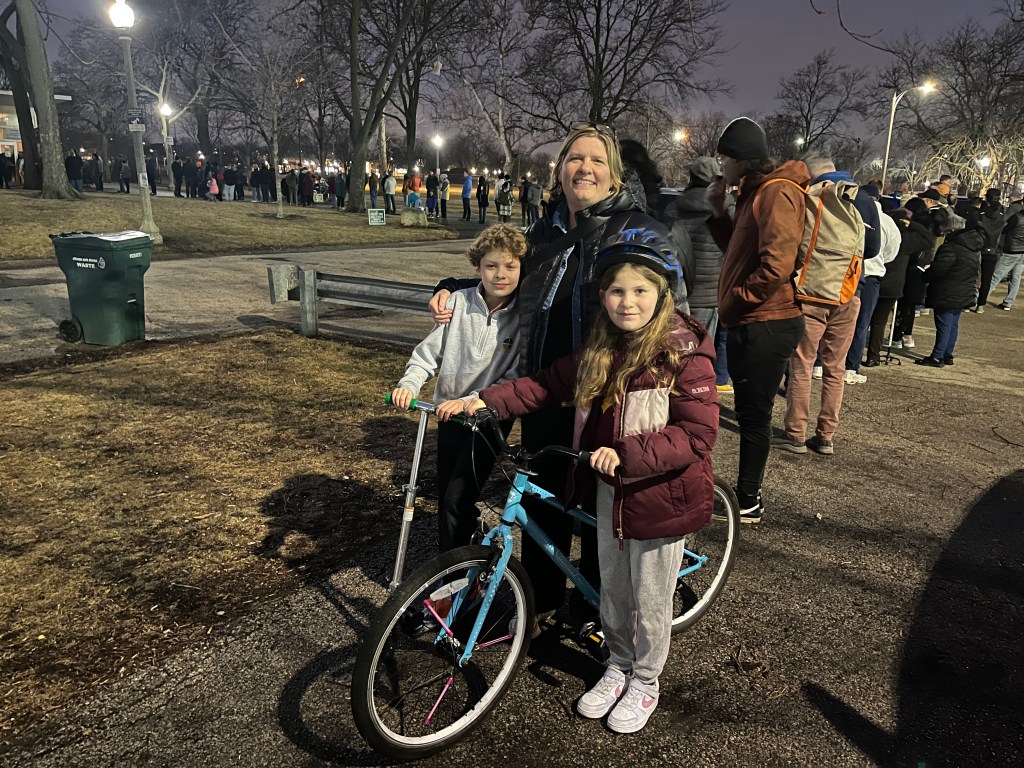 “Bikeway Hearing Parking Lot”: Talking with folks from the massive crowd outside and inside the Portage Park Neighborhood Bike Network meeting