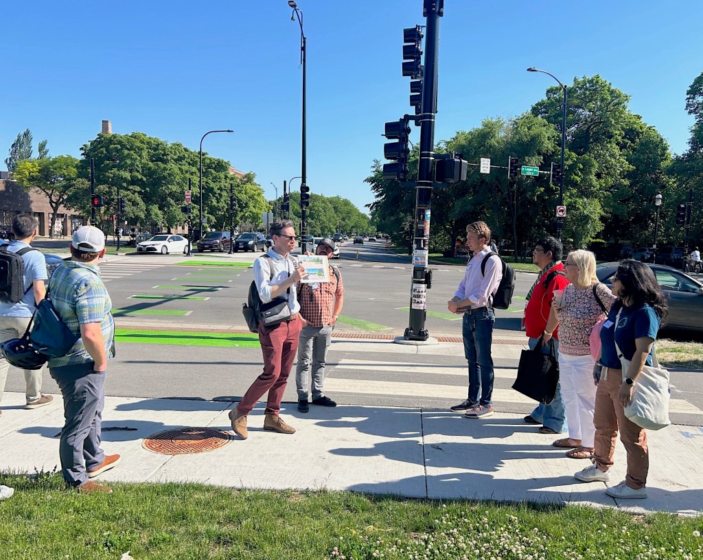 Logan Square Reimagined presentation and tour discussed the factors and thinking behind the street makeover