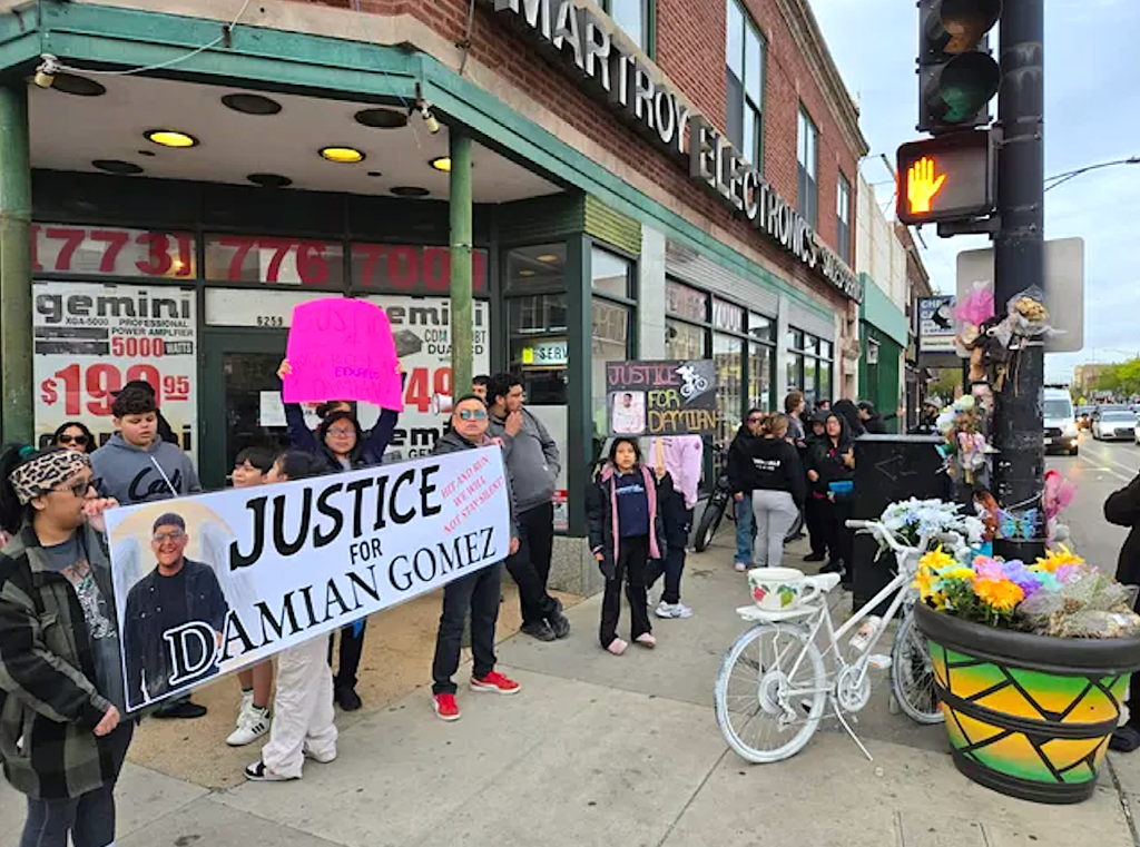 Eyes on the street: Loved ones and supporters once again rallied to demand justice for fallen cyclist Damian Gomez, 18, killed by a hit-and-run SUV driver
